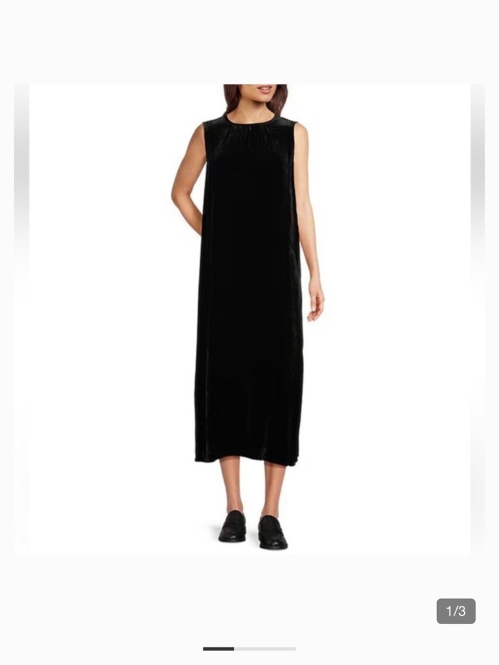 Eileen Fisher Black Velvet Sleeveless Midi Dress
